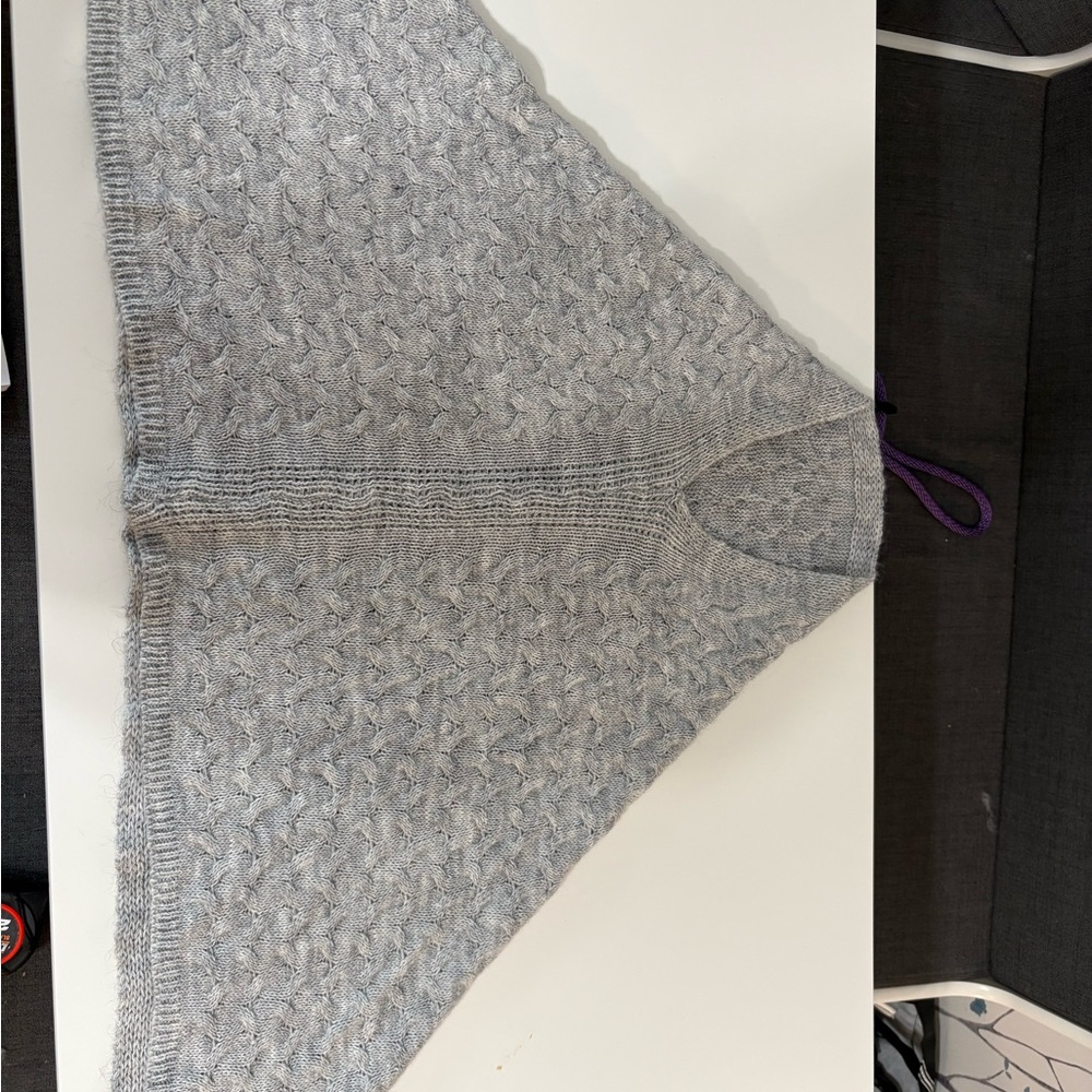 Gray Cable Knit Poncho